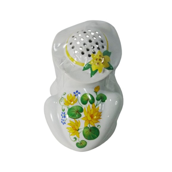 VTG Avon Frog Pomander Sachet Yellow Floral Scent Diffuser Holder - Picture 10 of 11